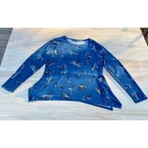 IVANKA TRUMP Blue Printed Long Sleeve Tops Womens Relaxed Fit SIZE LARGE‎